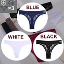 FINETOO 3PCS/Set Sexy Floral Transparent Women Thongs G-string Lingerie Lace Panties Low-Waist Femme Girls Briefs Mesh Pantys