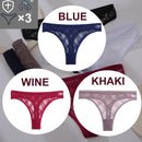 FINETOO 3PCS/Set Sexy Floral Transparent Women Thongs G-string Lingerie Lace Panties Low-Waist Femme Girls Briefs Mesh Pantys