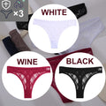 FINETOO 3PCS/Set Sexy Floral Transparent Women Thongs G-string Lingerie Lace Panties Low-Waist Femme Girls Briefs Mesh Pantys