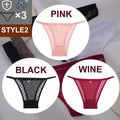 FINETOO 3PCS/Set Sexy Floral Transparent Women Thongs G-string Lingerie Lace Panties Low-Waist Femme Girls Briefs Mesh Pantys