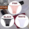 FINETOO 3PCS/Set Sexy Floral Transparent Women Thongs G-string Lingerie Lace Panties Low-Waist Femme Girls Briefs Mesh Pantys