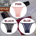 FINETOO 3PCS/Set Sexy Floral Transparent Women Thongs G-string Lingerie Lace Panties Low-Waist Femme Girls Briefs Mesh Pantys