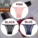 FINETOO 3PCS/Set Sexy Floral Transparent Women Thongs G-string Lingerie Lace Panties Low-Waist Femme Girls Briefs Mesh Pantys