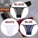 FINETOO 3PCS/Set Sexy Floral Transparent Women Thongs G-string Lingerie Lace Panties Low-Waist Femme Girls Briefs Mesh Pantys