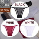 FINETOO 3PCS/Set Sexy Floral Transparent Women Thongs G-string Lingerie Lace Panties Low-Waist Femme Girls Briefs Mesh Pantys