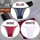 FINETOO 3PCS/Set Sexy Floral Transparent Women Thongs G-string Lingerie Lace Panties Low-Waist Femme Girls Briefs Mesh Pantys