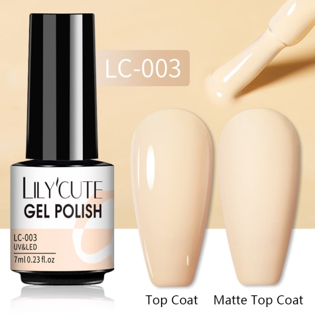 LILYCUTE 7ml Gel Nail Polish Semi Permanent Solid Gel Polish Lamp Varnishes Soak Off Nail Art Manicure Top Coat Gellak DIY Gel
