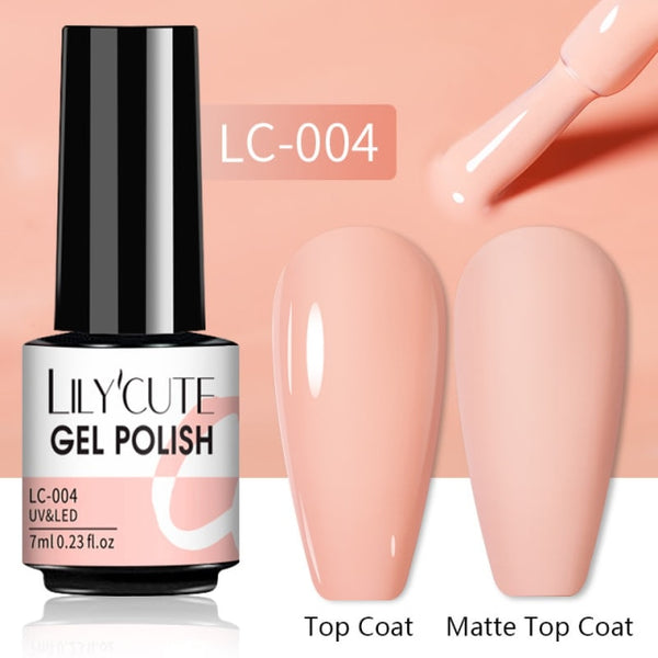 LILYCUTE 7ml Gel Nail Polish Semi Permanent Solid Gel Polish Lamp Varnishes Soak Off Nail Art Manicure Top Coat Gellak DIY Gel