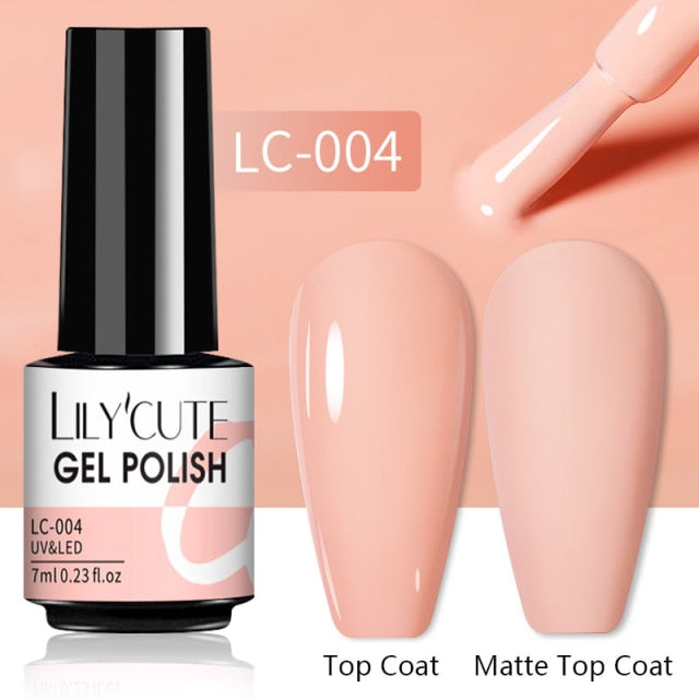 LILYCUTE 7ml Gel Nail Polish Semi Permanent Solid Gel Polish Lamp Varnishes Soak Off Nail Art Manicure Top Coat Gellak DIY Gel