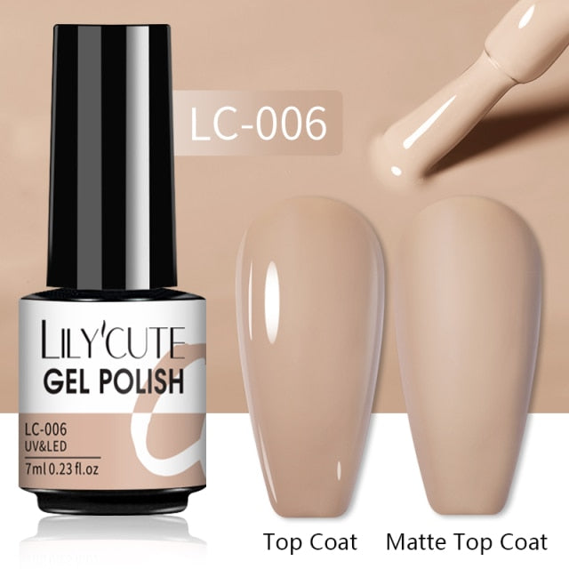 LILYCUTE 7ml Gel Nail Polish Semi Permanent Solid Gel Polish Lamp Varnishes Soak Off Nail Art Manicure Top Coat Gellak DIY Gel