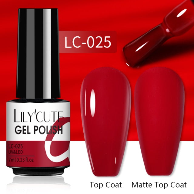 LILYCUTE 7ml Gel Nail Polish Semi Permanent Solid Gel Polish Lamp Varnishes Soak Off Nail Art Manicure Top Coat Gellak DIY Gel