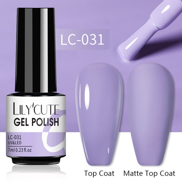 LILYCUTE 7ml Gel Nail Polish Semi Permanent Solid Gel Polish Lamp Varnishes Soak Off Nail Art Manicure Top Coat Gellak DIY Gel