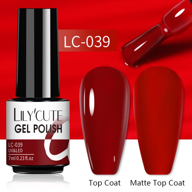 LILYCUTE 7ml Gel Nail Polish Semi Permanent Solid Gel Polish Lamp Varnishes Soak Off Nail Art Manicure Top Coat Gellak DIY Gel