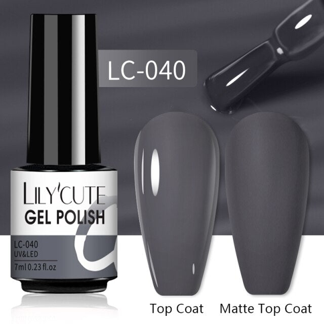 LILYCUTE 7ml Gel Nail Polish Semi Permanent Solid Gel Polish Lamp Varnishes Soak Off Nail Art Manicure Top Coat Gellak DIY Gel