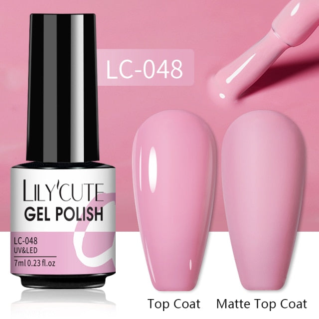 LILYCUTE 7ml Gel Nail Polish Semi Permanent Solid Gel Polish Lamp Varnishes Soak Off Nail Art Manicure Top Coat Gellak DIY Gel