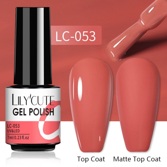 LILYCUTE 7ml Gel Nail Polish Semi Permanent Solid Gel Polish Lamp Varnishes Soak Off Nail Art Manicure Top Coat Gellak DIY Gel