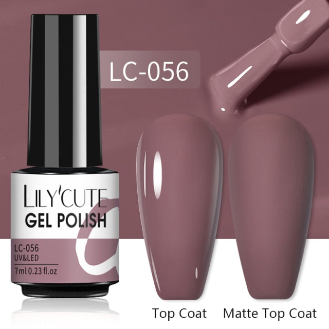 LILYCUTE 7ml Gel Nail Polish Semi Permanent Solid Gel Polish Lamp Varnishes Soak Off Nail Art Manicure Top Coat Gellak DIY Gel