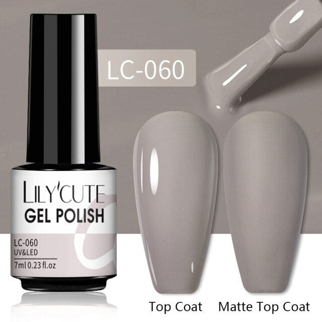 LILYCUTE 7ml Gel Nail Polish Semi Permanent Solid Gel Polish Lamp Varnishes Soak Off Nail Art Manicure Top Coat Gellak DIY Gel