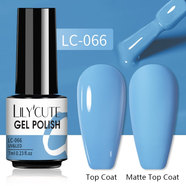LILYCUTE 7ml Gel Nail Polish Semi Permanent Solid Gel Polish Lamp Varnishes Soak Off Nail Art Manicure Top Coat Gellak DIY Gel