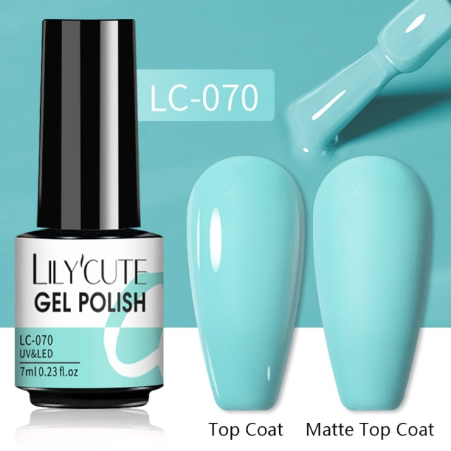 LILYCUTE 7ml Gel Nail Polish Semi Permanent Solid Gel Polish Lamp Varnishes Soak Off Nail Art Manicure Top Coat Gellak DIY Gel