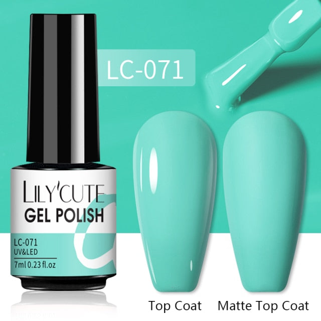 LILYCUTE 7ml Gel Nail Polish Semi Permanent Solid Gel Polish Lamp Varnishes Soak Off Nail Art Manicure Top Coat Gellak DIY Gel
