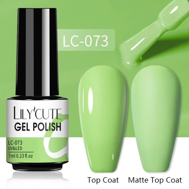LILYCUTE 7ml Gel Nail Polish Semi Permanent Solid Gel Polish Lamp Varnishes Soak Off Nail Art Manicure Top Coat Gellak DIY Gel