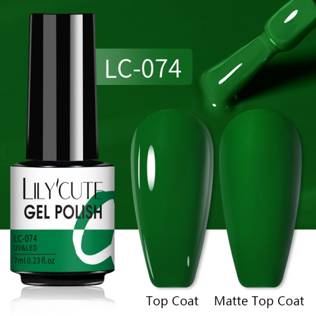 LILYCUTE 7ml Gel Nail Polish Semi Permanent Solid Gel Polish Lamp Varnishes Soak Off Nail Art Manicure Top Coat Gellak DIY Gel