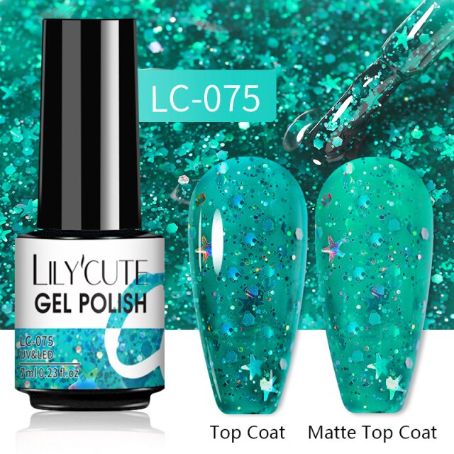 LILYCUTE 7ml Gel Nail Polish Semi Permanent Solid Gel Polish Lamp Varnishes Soak Off Nail Art Manicure Top Coat Gellak DIY Gel