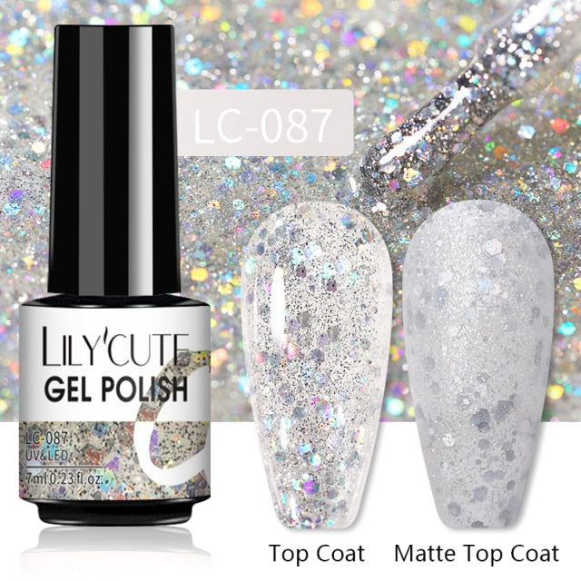 LILYCUTE 7ml Gel Nail Polish Semi Permanent Solid Gel Polish Lamp Varnishes Soak Off Nail Art Manicure Top Coat Gellak DIY Gel
