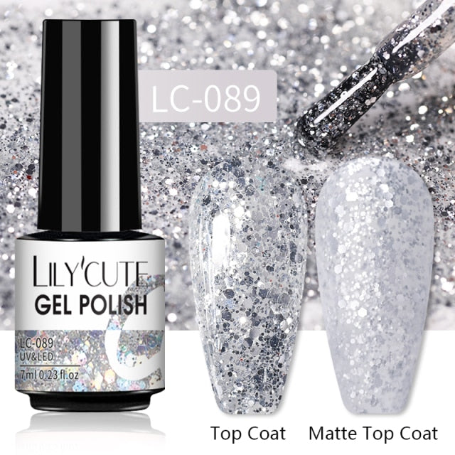 LILYCUTE 7ml Gel Nail Polish Semi Permanent Solid Gel Polish Lamp Varnishes Soak Off Nail Art Manicure Top Coat Gellak DIY Gel