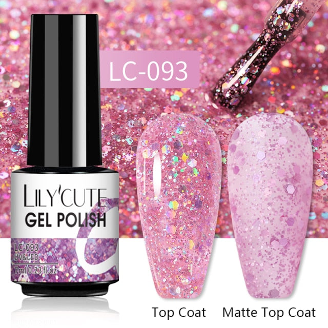 LILYCUTE 7ml Gel Nail Polish Semi Permanent Solid Gel Polish Lamp Varnishes Soak Off Nail Art Manicure Top Coat Gellak DIY Gel