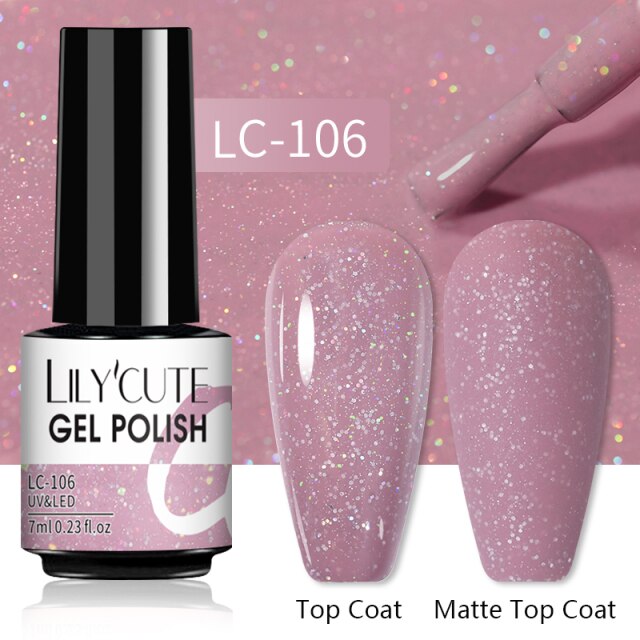 LILYCUTE 7ml Gel Nail Polish Semi Permanent Solid Gel Polish Lamp Varnishes Soak Off Nail Art Manicure Top Coat Gellak DIY Gel