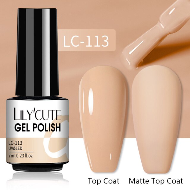 LILYCUTE 7ml Gel Nail Polish Semi Permanent Solid Gel Polish Lamp Varnishes Soak Off Nail Art Manicure Top Coat Gellak DIY Gel