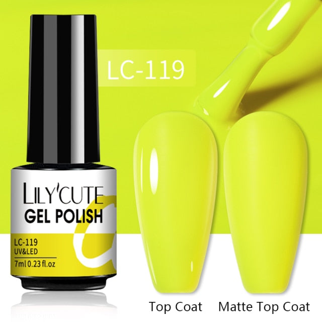 LILYCUTE 7ml Gel Nail Polish Semi Permanent Solid Gel Polish Lamp Varnishes Soak Off Nail Art Manicure Top Coat Gellak DIY Gel
