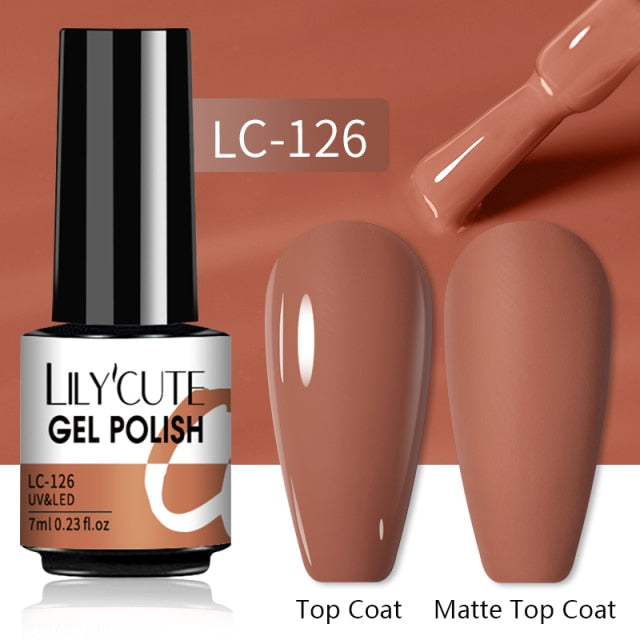 LILYCUTE 7ml Gel Nail Polish Semi Permanent Solid Gel Polish Lamp Varnishes Soak Off Nail Art Manicure Top Coat Gellak DIY Gel