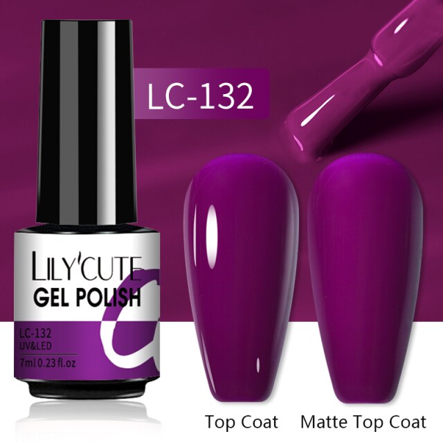 LILYCUTE 7ml Gel Nail Polish Semi Permanent Solid Gel Polish Lamp Varnishes Soak Off Nail Art Manicure Top Coat Gellak DIY Gel