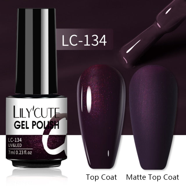 LILYCUTE 7ml Gel Nail Polish Semi Permanent Solid Gel Polish Lamp Varnishes Soak Off Nail Art Manicure Top Coat Gellak DIY Gel