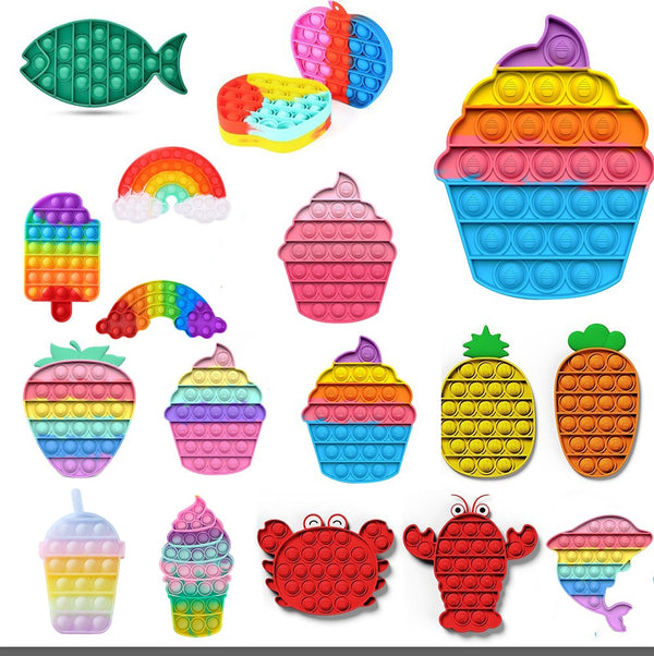 Push Toy Sensory Round Fidget Toy Stress Reliever Toys Push Bubble Toy Stress Reliever Push Color  Fidget Bubble