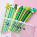 10Pcs / Set Cute Gel Pen Kawaii Random Pattern Unicorn Pony 0.5m Black Gel Ink Pen School Stationery Office Suppliers Gifts