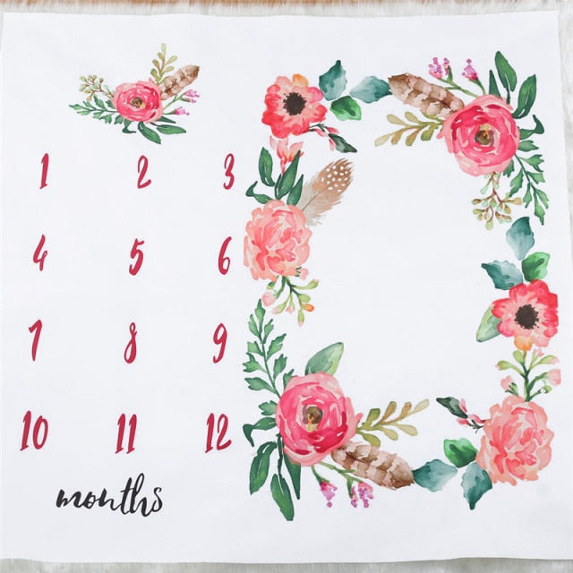 Baby Milestone Background Photo Blanket Infant Photography Backdrop Cloth Kids Photographic Calendar Photo Props Accessories