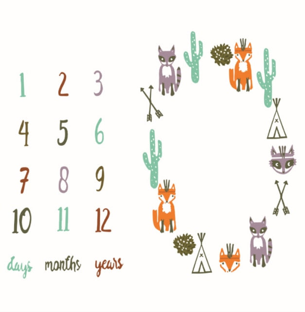 Baby Milestone Background Photo Blanket Infant Photography Backdrop Cloth Kids Photographic Calendar Photo Props Accessories