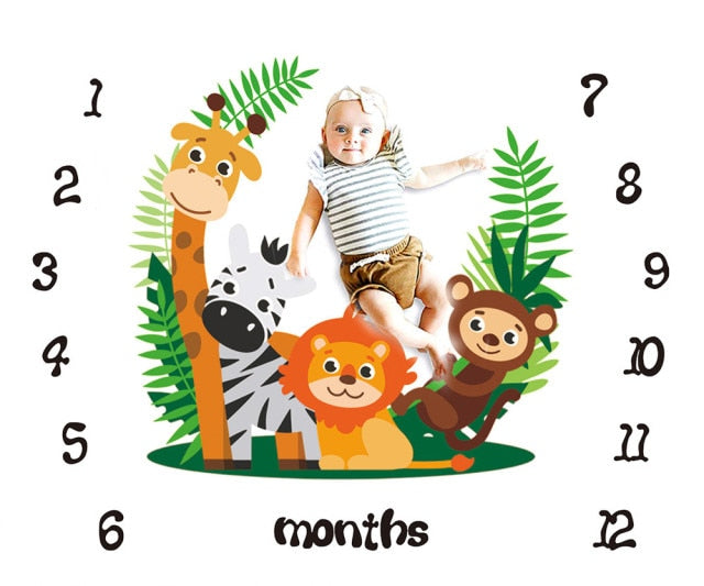 Baby Milestone Background Photo Blanket Infant Photography Backdrop Cloth Kids Photographic Calendar Photo Props Accessories