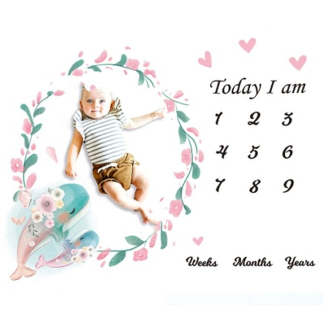 Baby Milestone Background Photo Blanket Infant Photography Backdrop Cloth Kids Photographic Calendar Photo Props Accessories