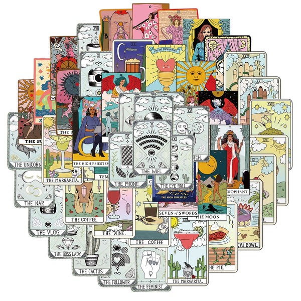 10/50Pcs Tarot Card Graffiti Stickers Divination Stickers for Luggage Laptop Refrigerator Motorcycle Skateboard Pegatinas
