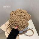 Round Straw Beach Bag Vintage Handmade Woven Shoulder Bag Raffia circle Rattan bags Bohemian Summer Vacation Casual Bags