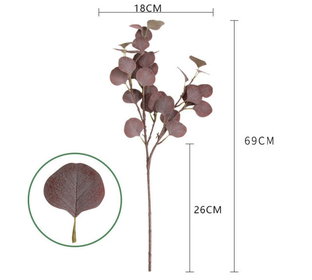 45cm Nordic Wind Artificial Plants Bunch Eucalyptus Money Leaf Home Wedding Deco Flower Arrangement Photography Props Gray Green