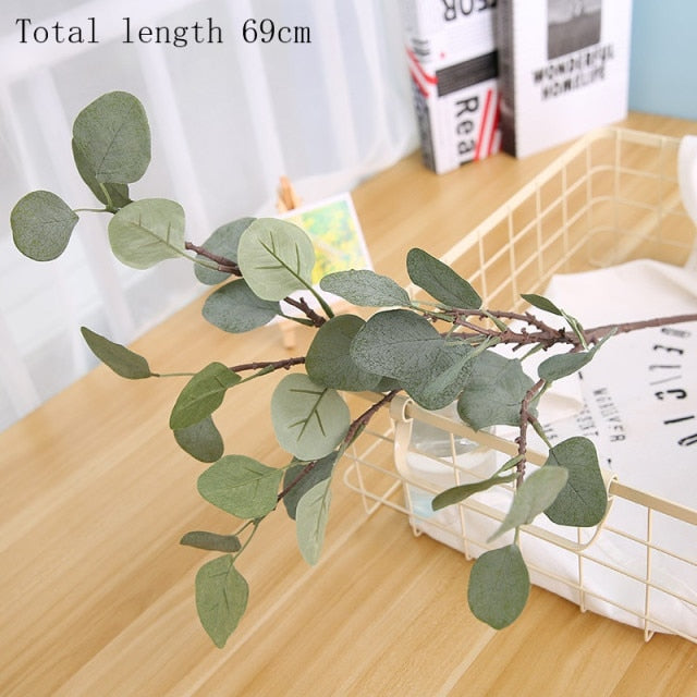 45cm Nordic Wind Artificial Plants Bunch Eucalyptus Money Leaf Home Wedding Deco Flower Arrangement Photography Props Gray Green