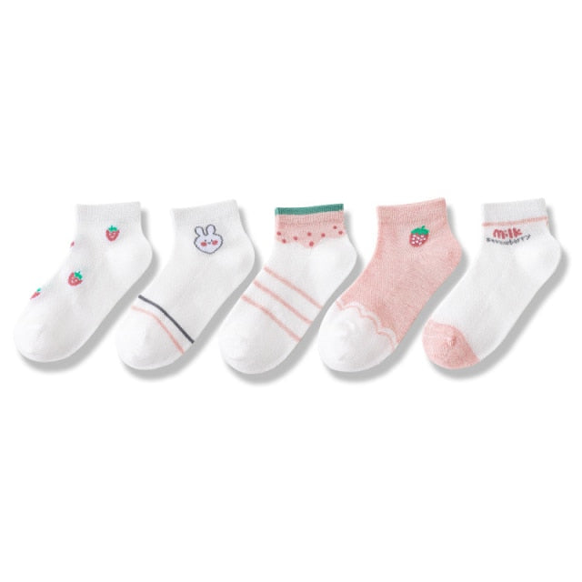 5 Pairs/Lot Children Cotton Socks Boy Girl Baby Infant Ultrathin Fashion Breathable Solid Mesh Socks For Summer 1-12T Teens Kids