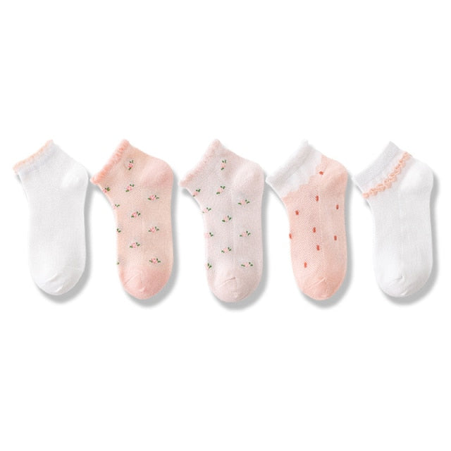 5 Pairs/Lot Children Cotton Socks Boy Girl Baby Infant Ultrathin Fashion Breathable Solid Mesh Socks For Summer 1-12T Teens Kids