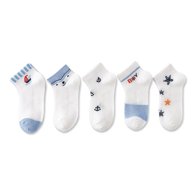 5 Pairs/Lot Children Cotton Socks Boy Girl Baby Infant Ultrathin Fashion Breathable Solid Mesh Socks For Summer 1-12T Teens Kids